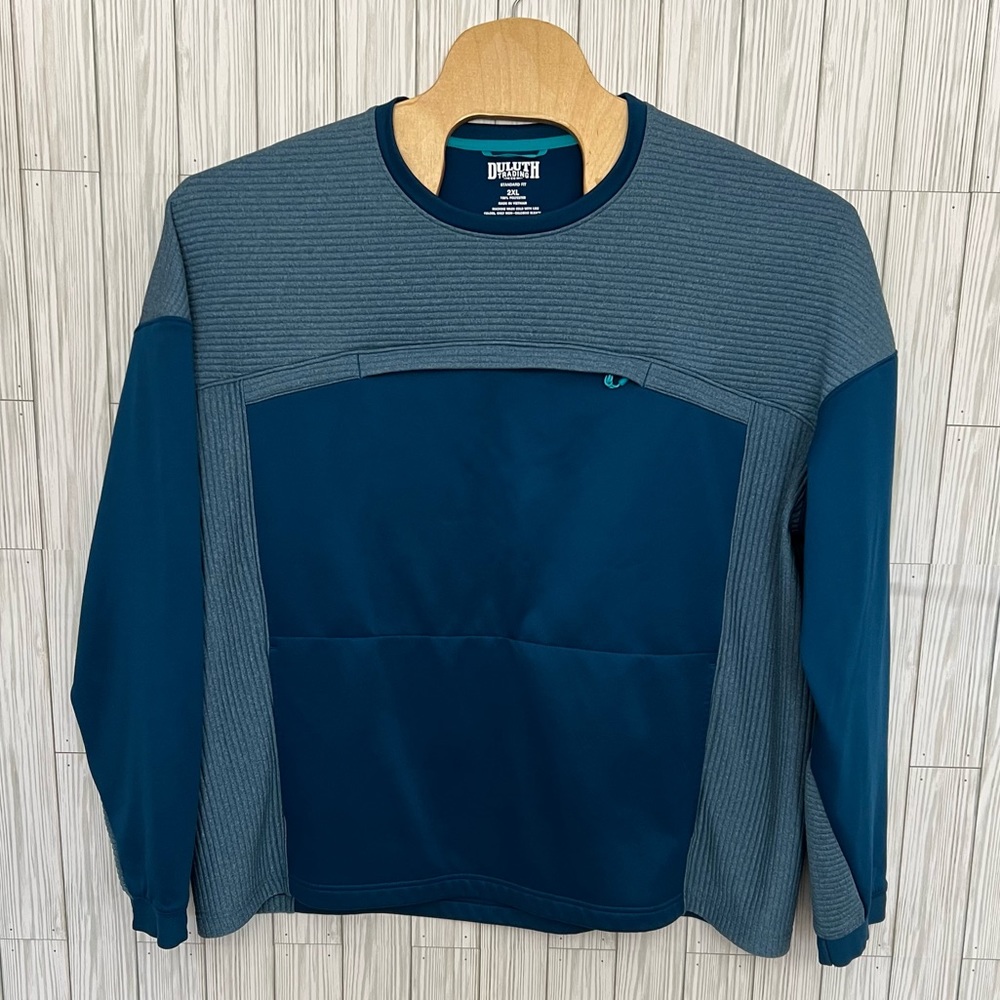 Duluth Trading Co Men's Boundary Layer Fleece‎ Crew Sweater Blue Size 2XL